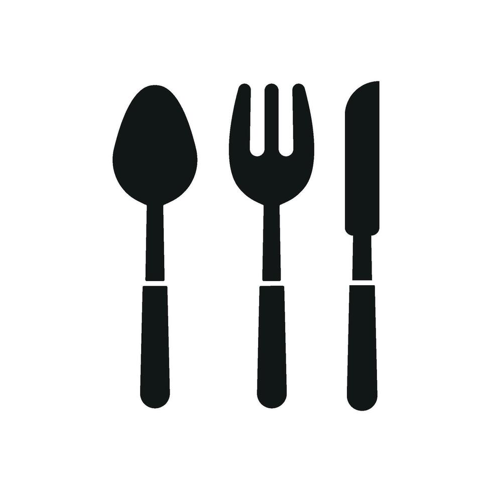 Spoon fork and knife icon symbolizes everyday utensils used in kitchens, restaurants, and culinary design projects vector