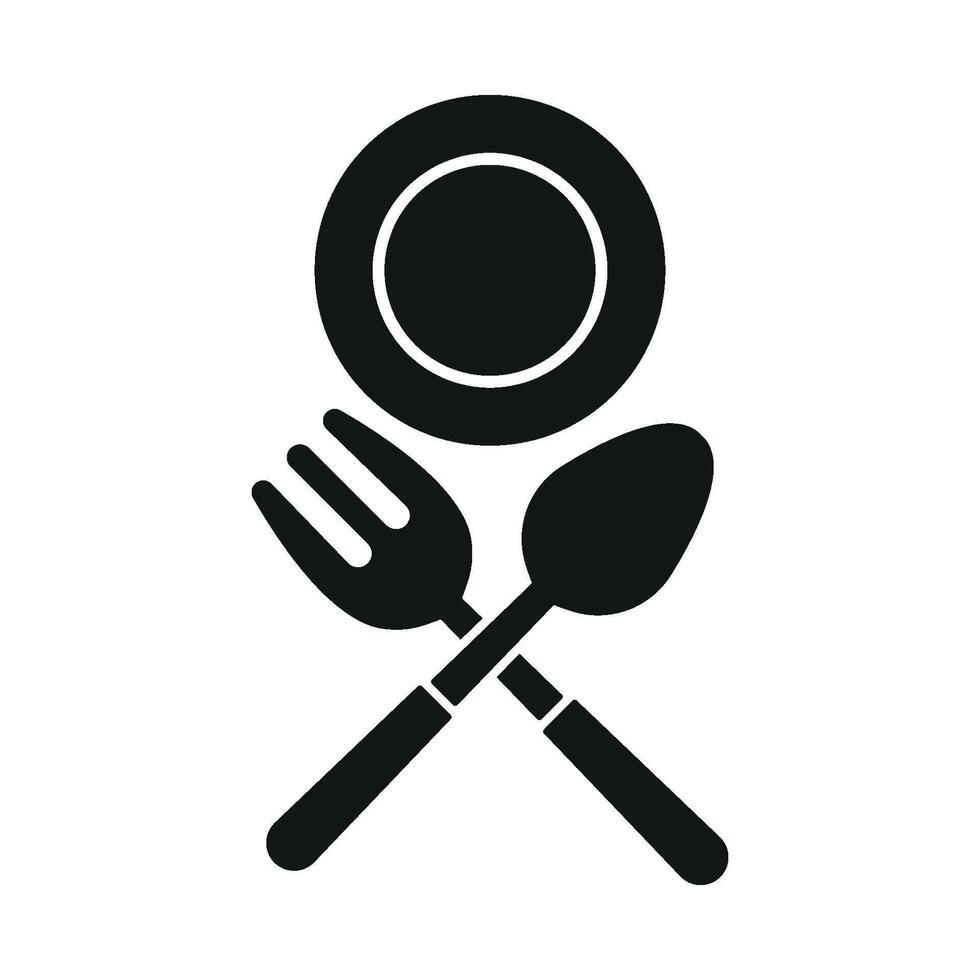 Spoon fork plate icon set captures the essence of daily meals ideal for cafes, restaurants, and home cooking promotions vector