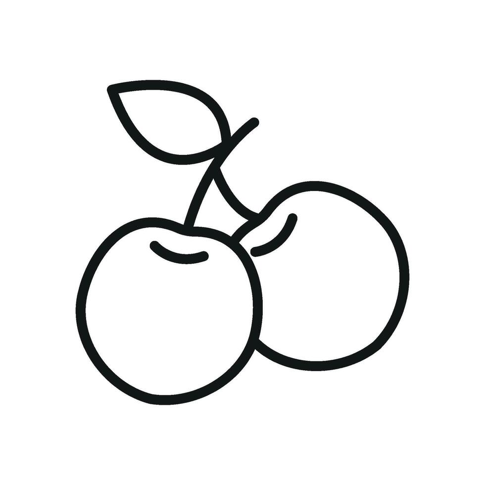 Cherry fruit icon represents antioxidants, sweetness, and health perfect for wellness campaigns and fruit-based visuals vector