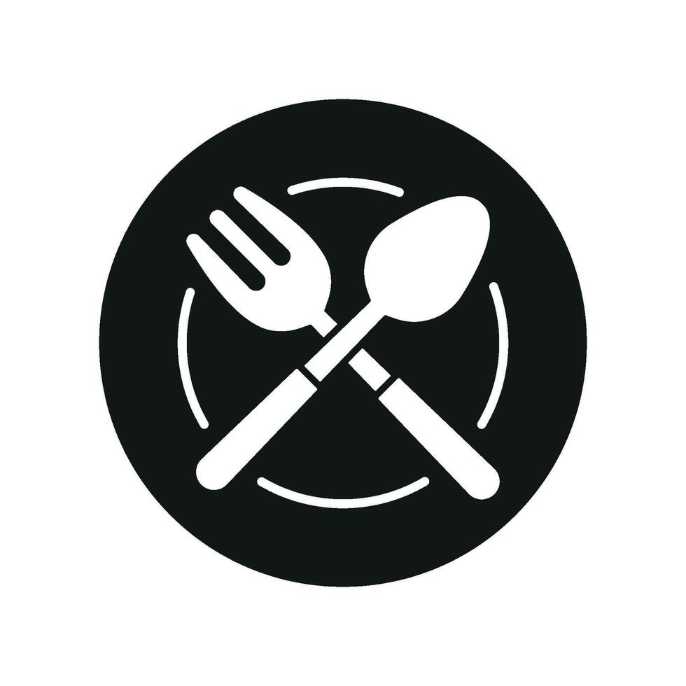 Spoon fork plate icon set emphasizes eating habits, food presentation, and lifestyle perfect for blogs and recipe content vector