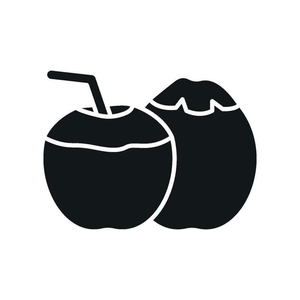 Coconut icon portrays the perfect fruit for beachside snacks, tropical beverages, and healthy desserts, perfect for restaurant menus vector