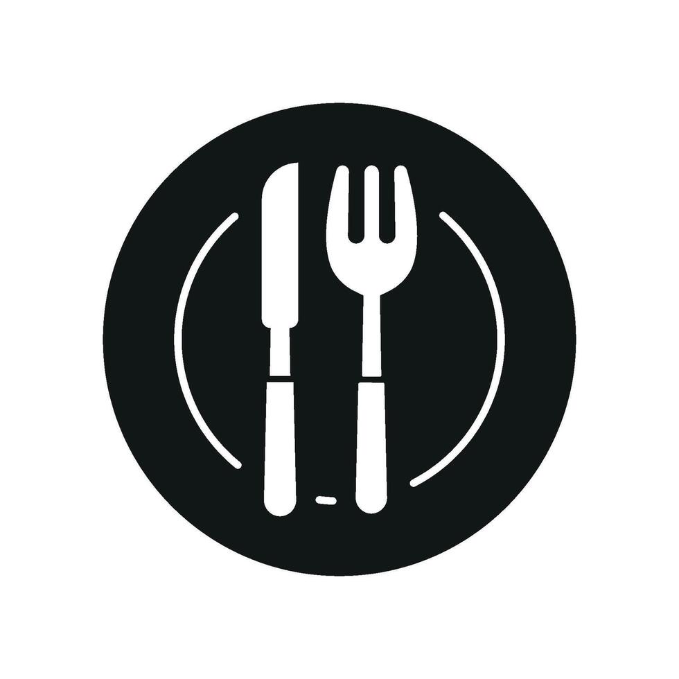 Fork knife and plate icon set emphasizes simple eating routines and modern kitchen visuals ideal for household product branding vector