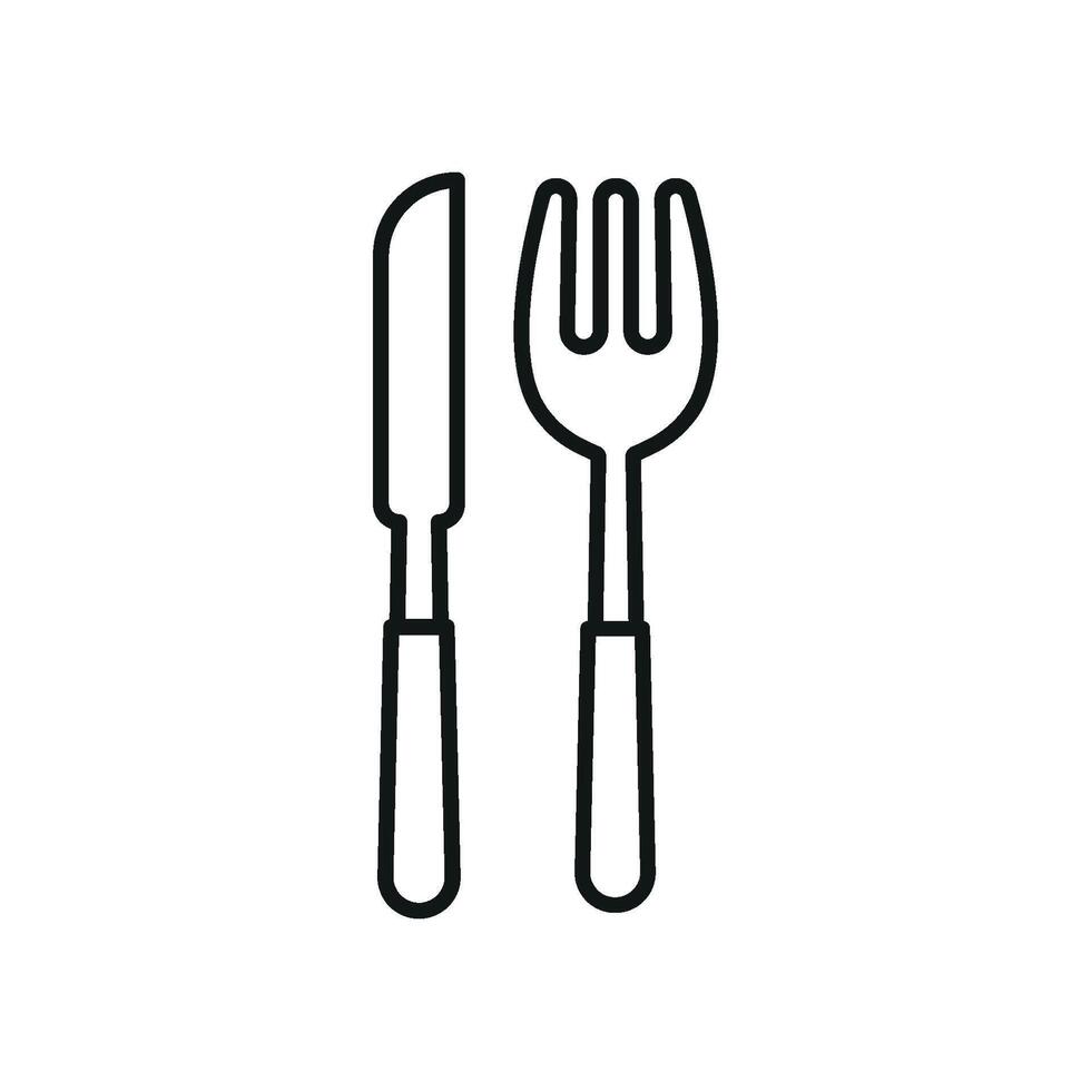 Fork and knife icon highlights practical dining tools and table settings, perfect for home cooking and food education vector