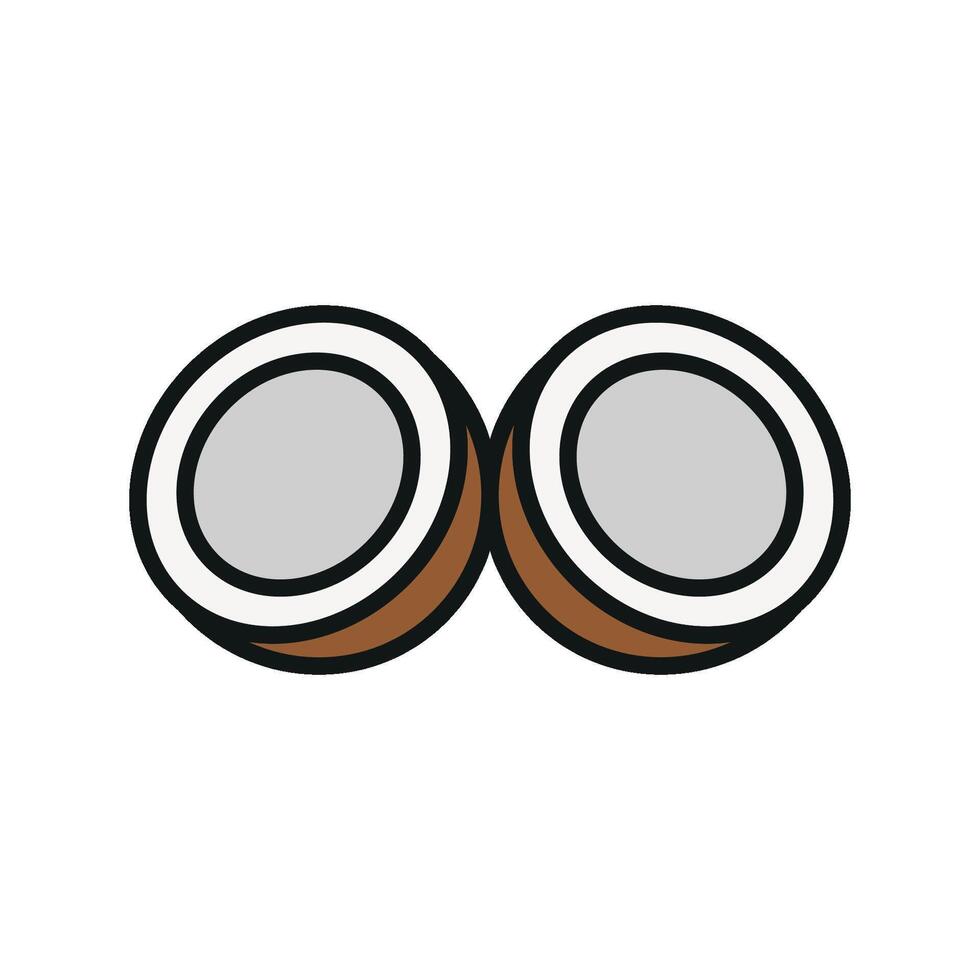 Coconut icon showcases a sweet and nutritious fruit, ideal for smoothie recipes, snacks, and beach-themed designs vector