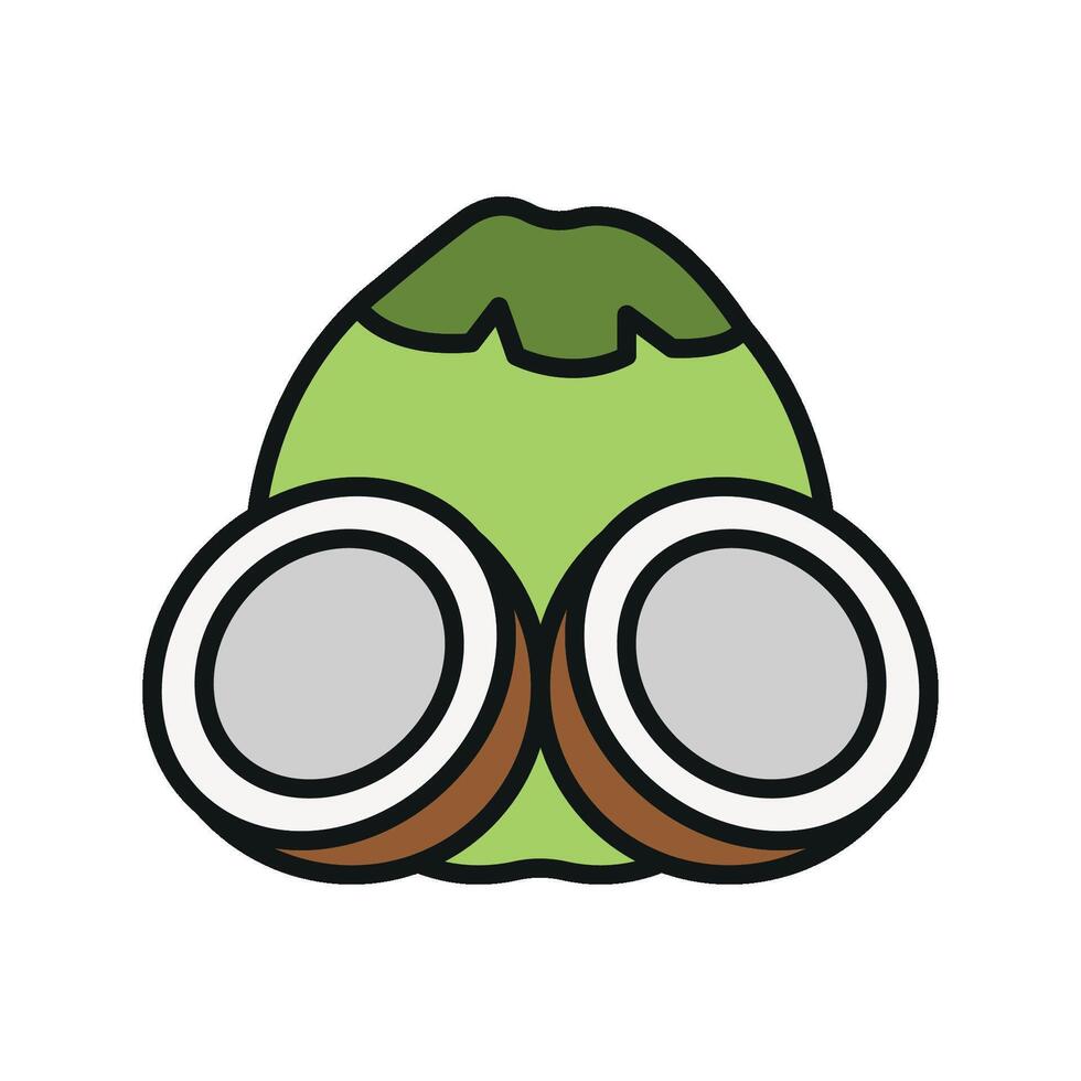 Coconut icon highlights the versatility of coconut in drinks, desserts, and health recipes vector