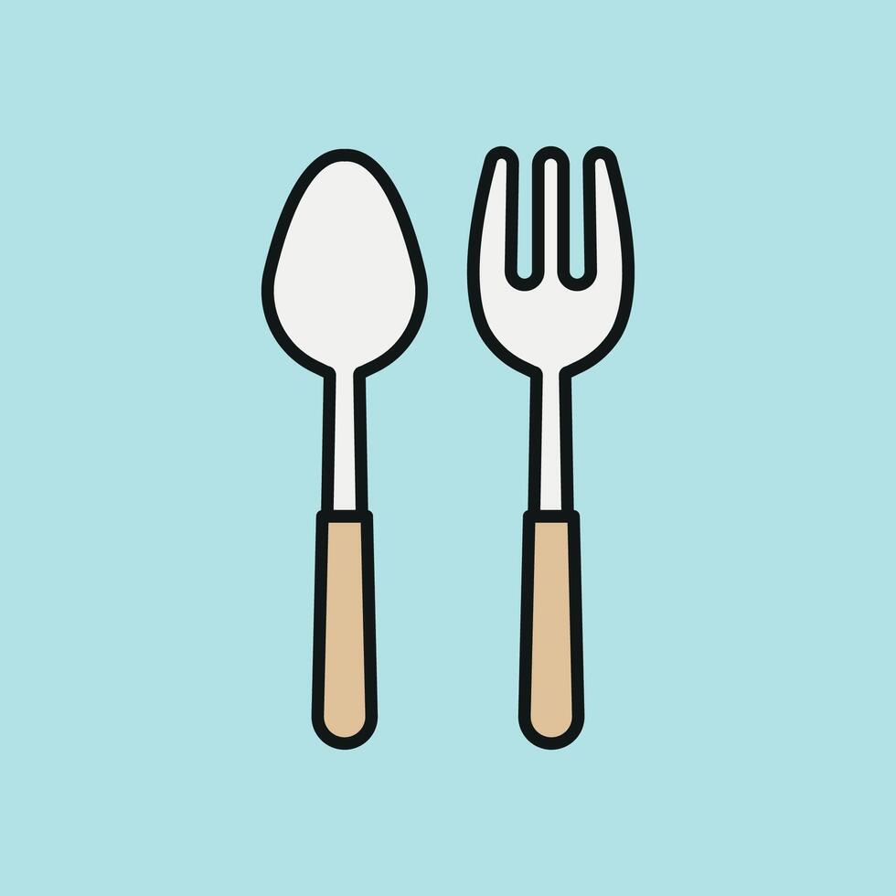 Spoon and fork icon symbolizes essential tableware for balanced meals perfect for healthy eating campaigns vector