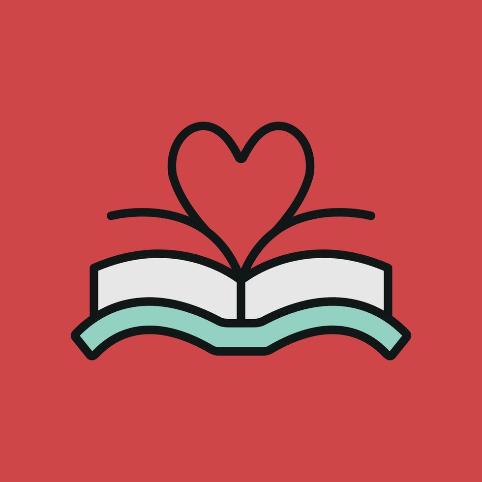 Books forming heart shape icon reflects devotion to learning and knowledge perfect for educational promotions and reading events vector