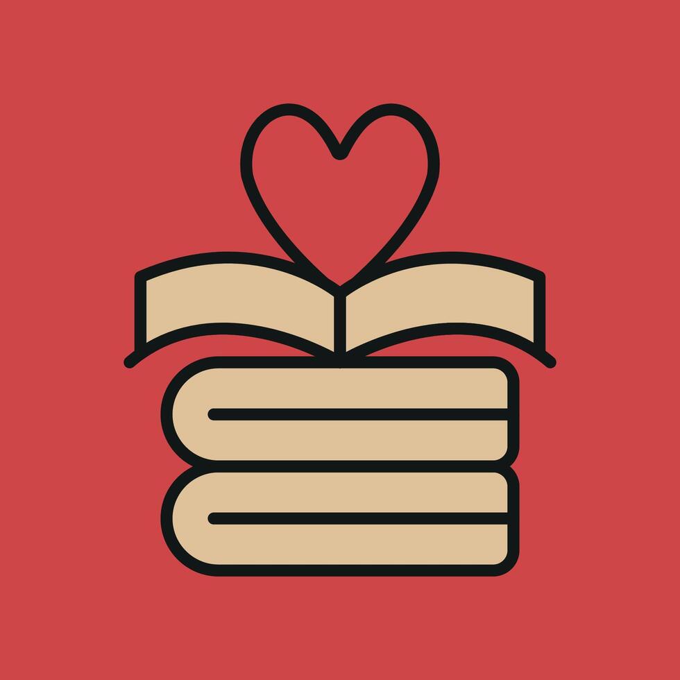 Books forming heart shape icon represents the joy of reading and love for literature ideal for literacy campaigns and libraries vector