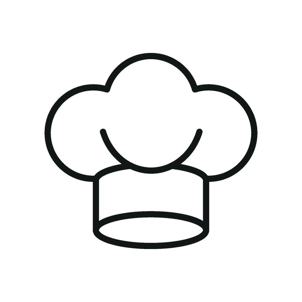 Chef hat icon reflects the art of fine dining and cooking mastery, ideal for food festivals, chef branding, and gourmet content vector