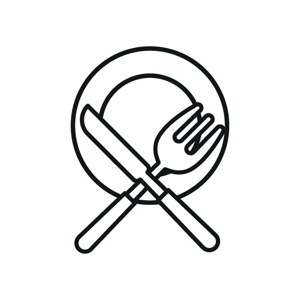 Fork knife and plate icon set reveals food enjoyment and modern lifestyle dining suitable for digital menus and food packaging vector