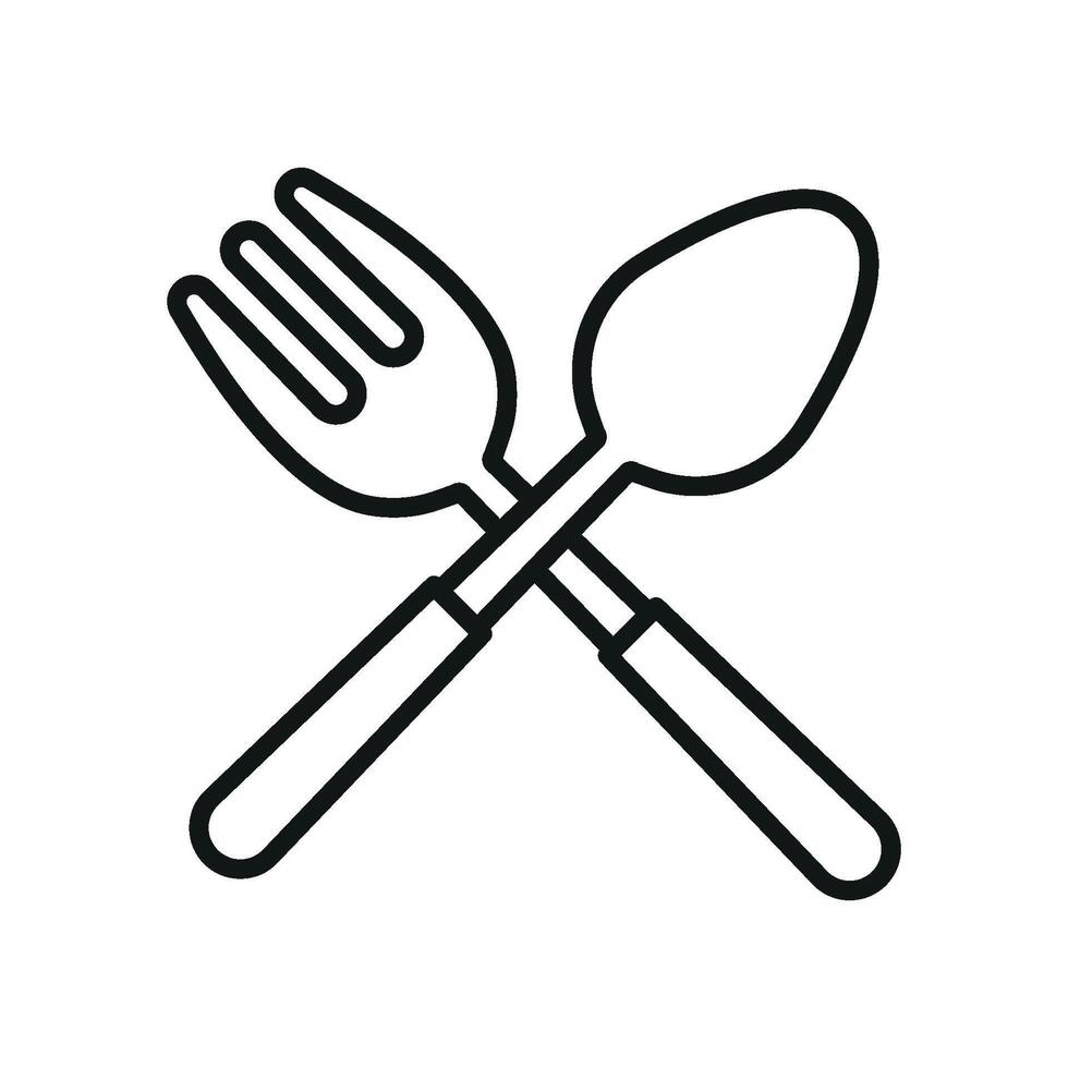 Spoon and fork icon reflects table etiquette and functional design ideal for culinary blogs and recipe content vector