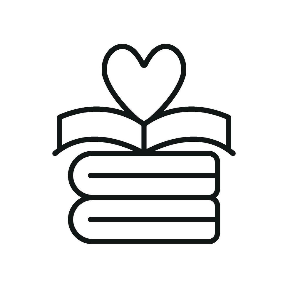 Books forming heart shape icon emphasizes love of learning and the beauty of literature ideal for libraries and bookshop branding vector