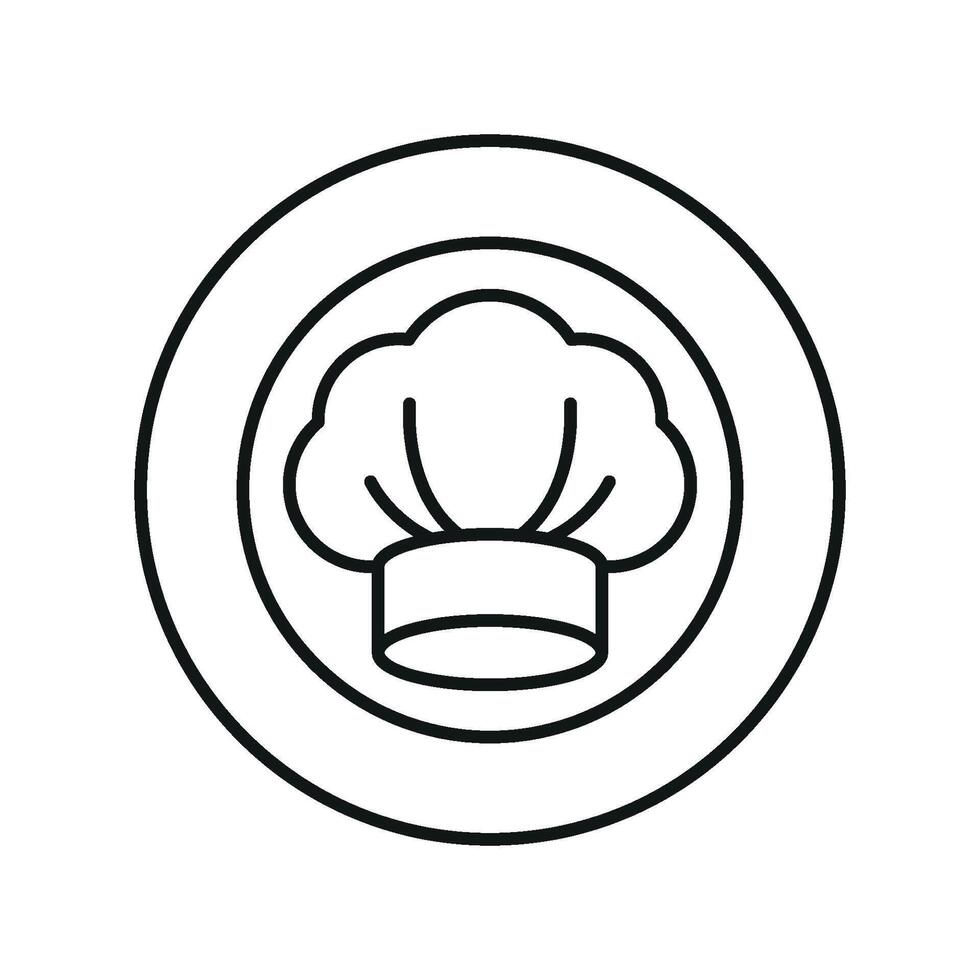 Chef hat and plate set icon reflects the passion for cooking, creative meal preparation, and table presentation, ideal for food-related blogs and promotions vector