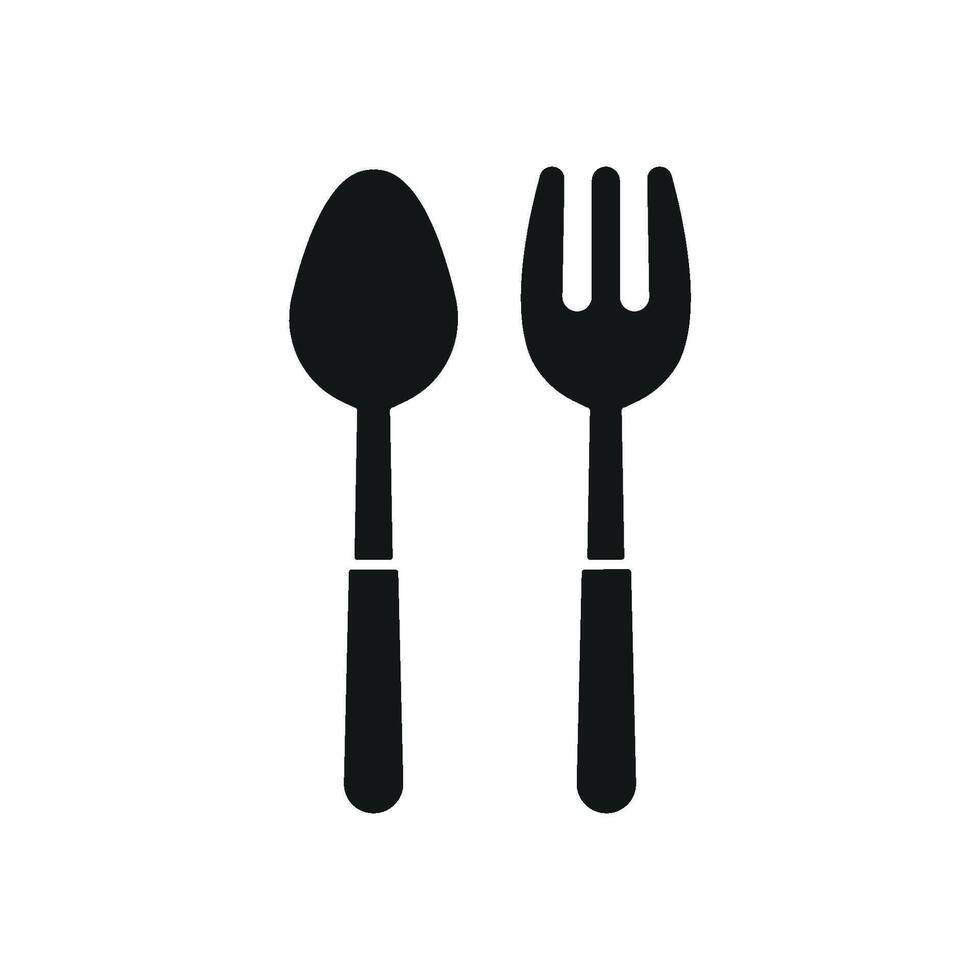Spoon and fork icon highlights dining tools for casual and formal meals ideal for kitchenware branding and food themes vector
