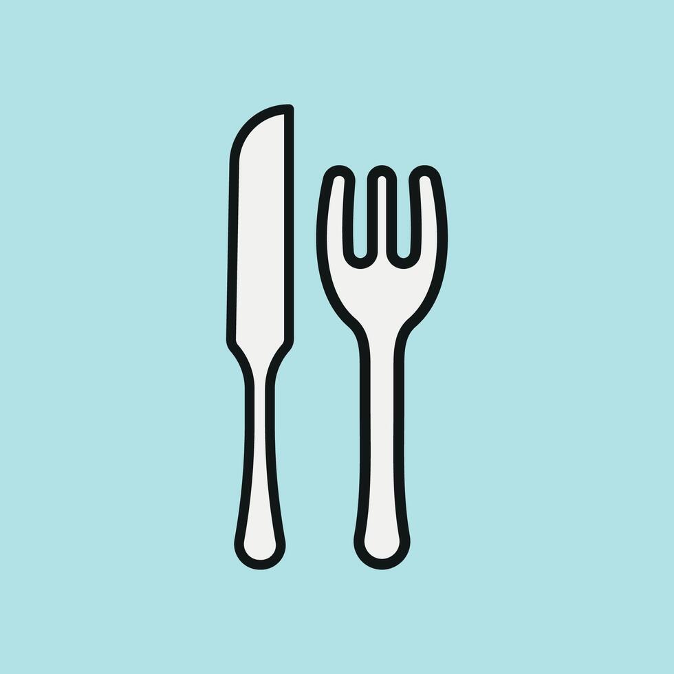 Fork and knife icon illustrates classic tableware for balanced meals, ideal for nutrition apps and healthy eating guides vector