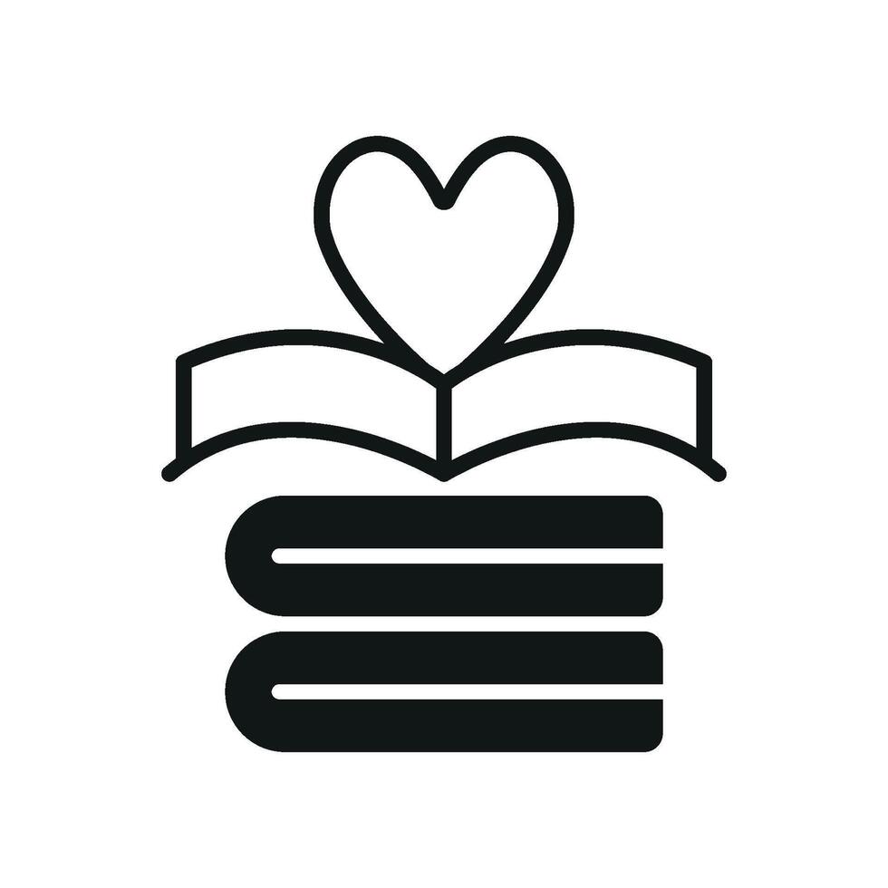 Books forming heart shape icon symbolizes unity in literacy and global love for education perfect for book clubs and literacy programs vector