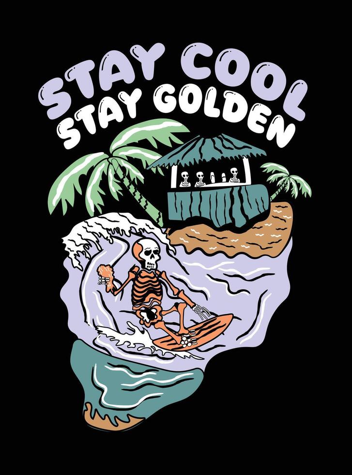 summer tshirt design stay cool stay golden vector