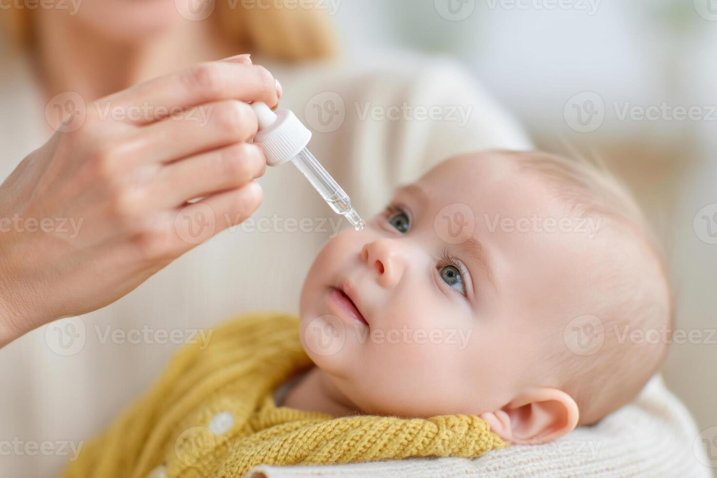 Medication dropper used for administering liquid medicine to a baby during a caring moment, emphasizing health and safety in child care, wellness concept photo