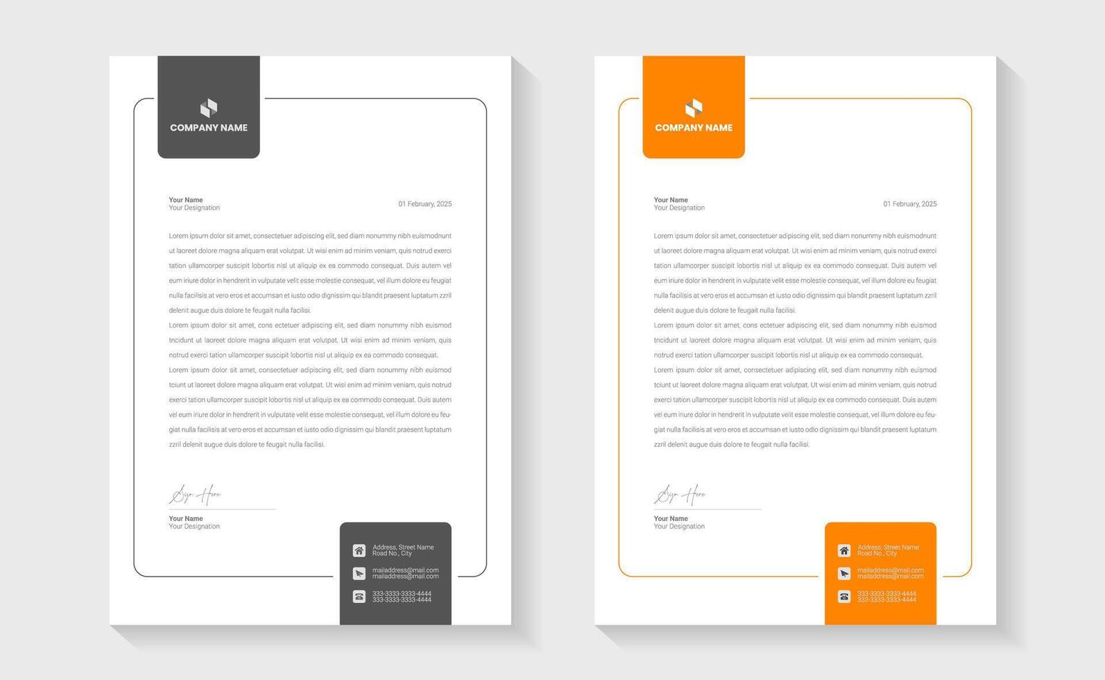 A modern, creative, and professional letterhead bundle perfect for your corporate projects. Letterheads designed in a clean and minimalist style, ideal for official documents. Print ready vector