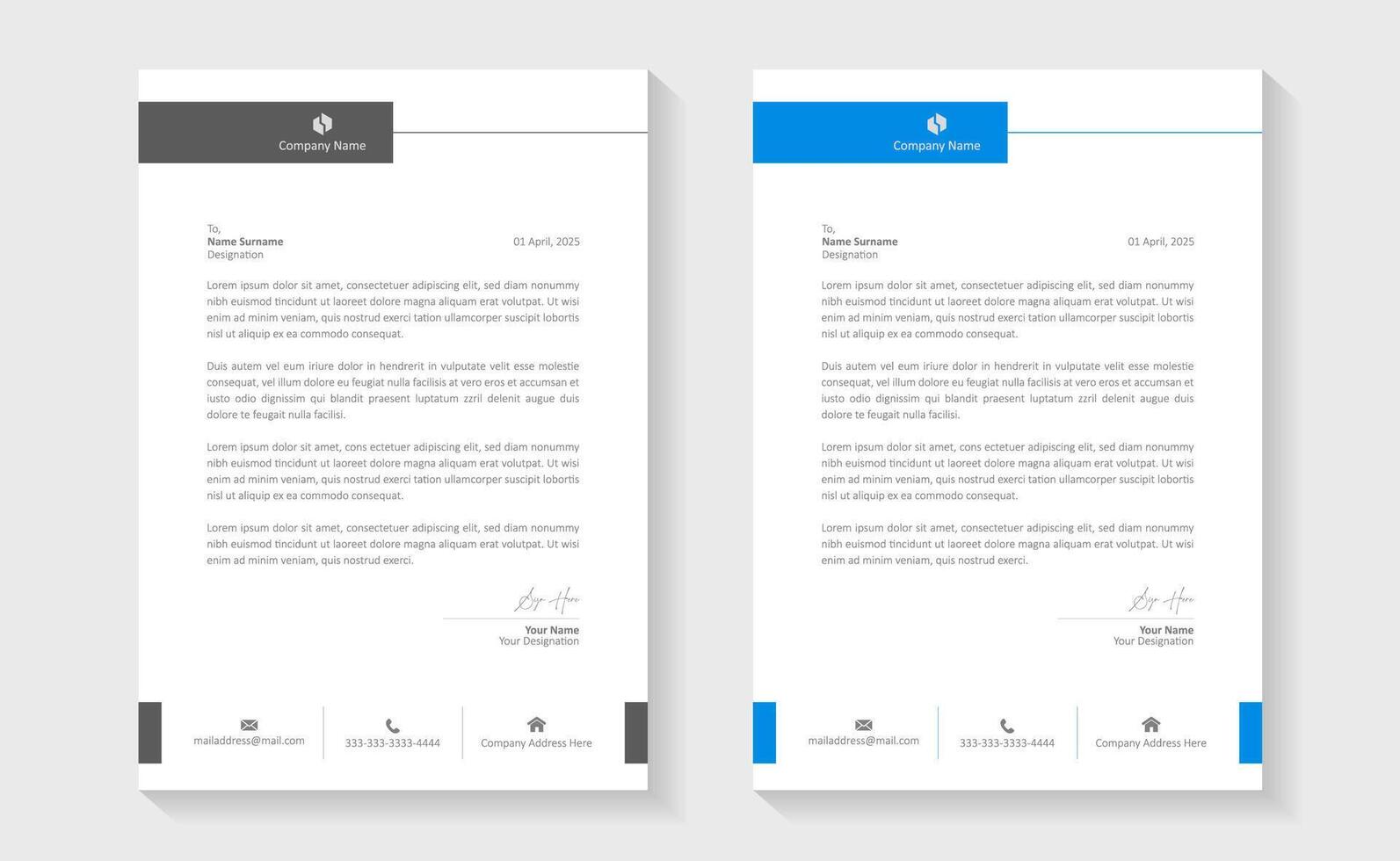 A modern, creative, and professional letterhead bundle perfect for your corporate projects. Letterheads designed in a clean and minimalist style, ideal for official documents. A4 vector