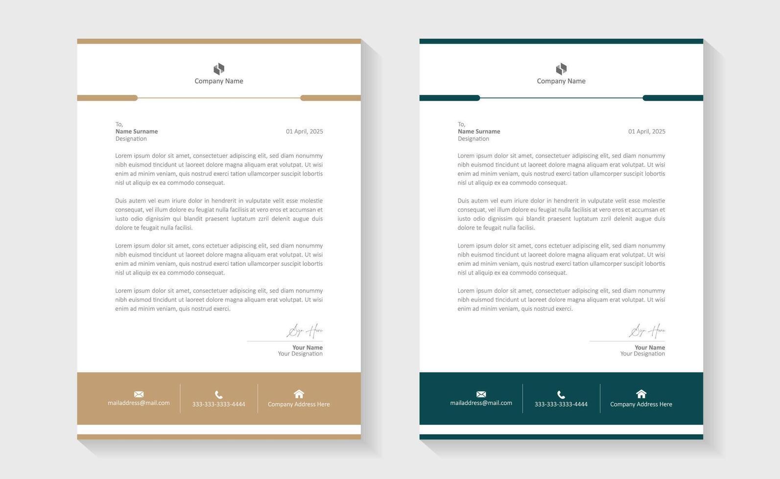 A modern, creative, and professional letterhead bundle perfect for your corporate projects. Letterheads designed in a clean and minimalist style, ideal for official documents, business communications. vector