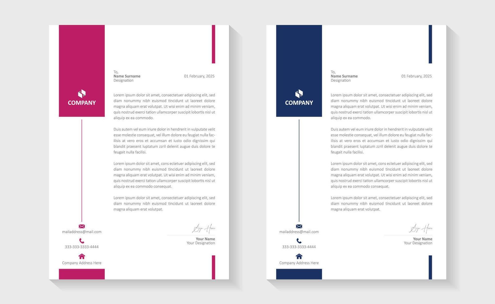A modern, creative, and professional letterhead bundle perfect for your corporate projects. Letterheads designed in a clean and minimalist style, ideal for official documents, business vector