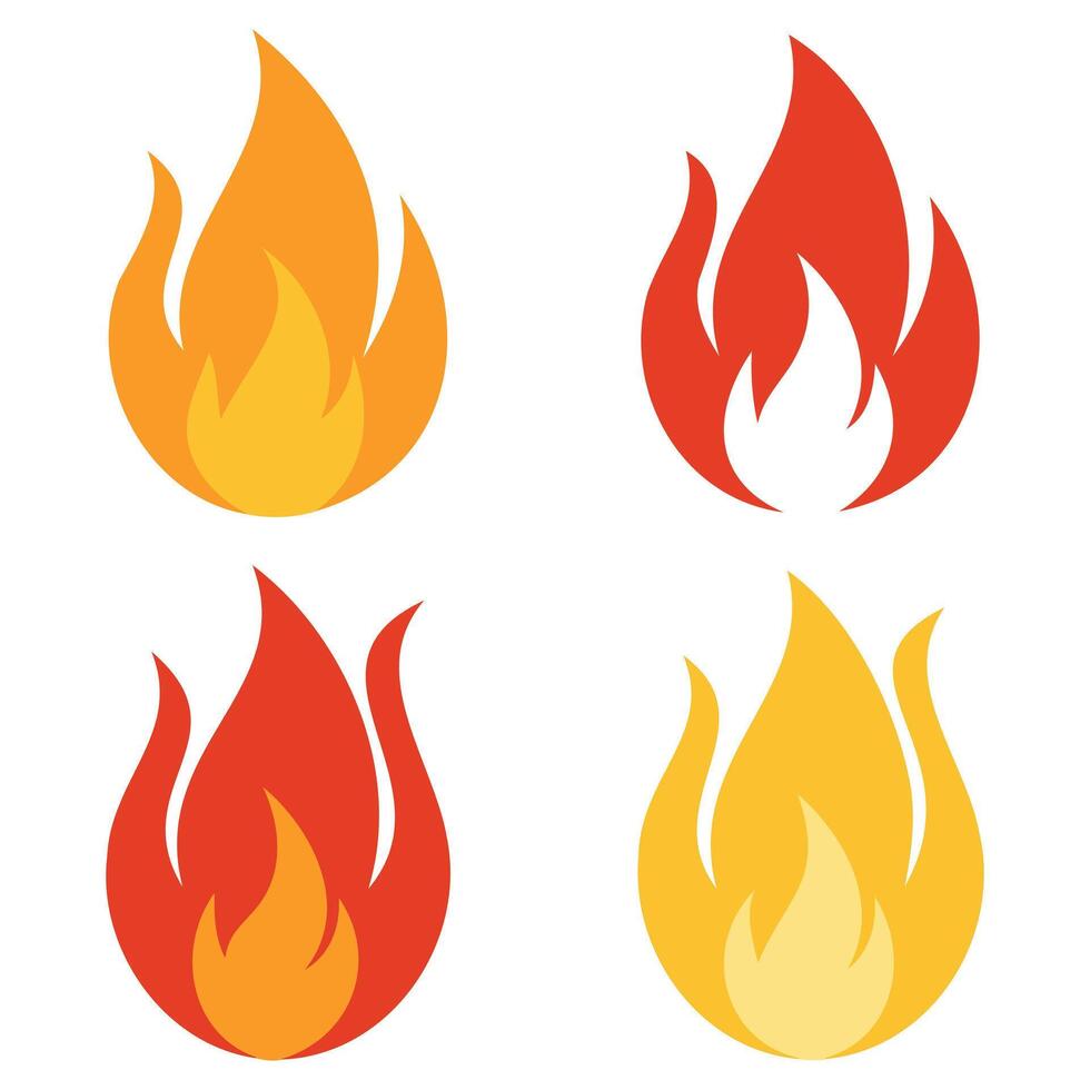 Burning Flame Symbol Collection vector