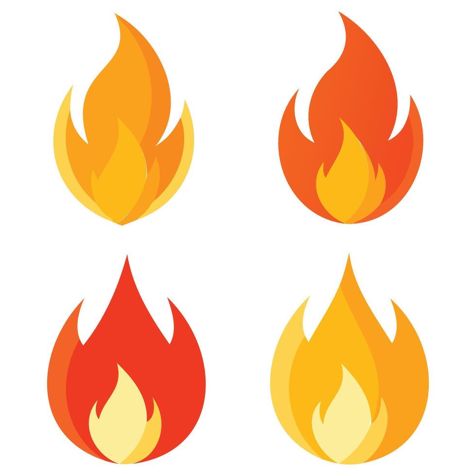 Fire Flame Icon Set vector