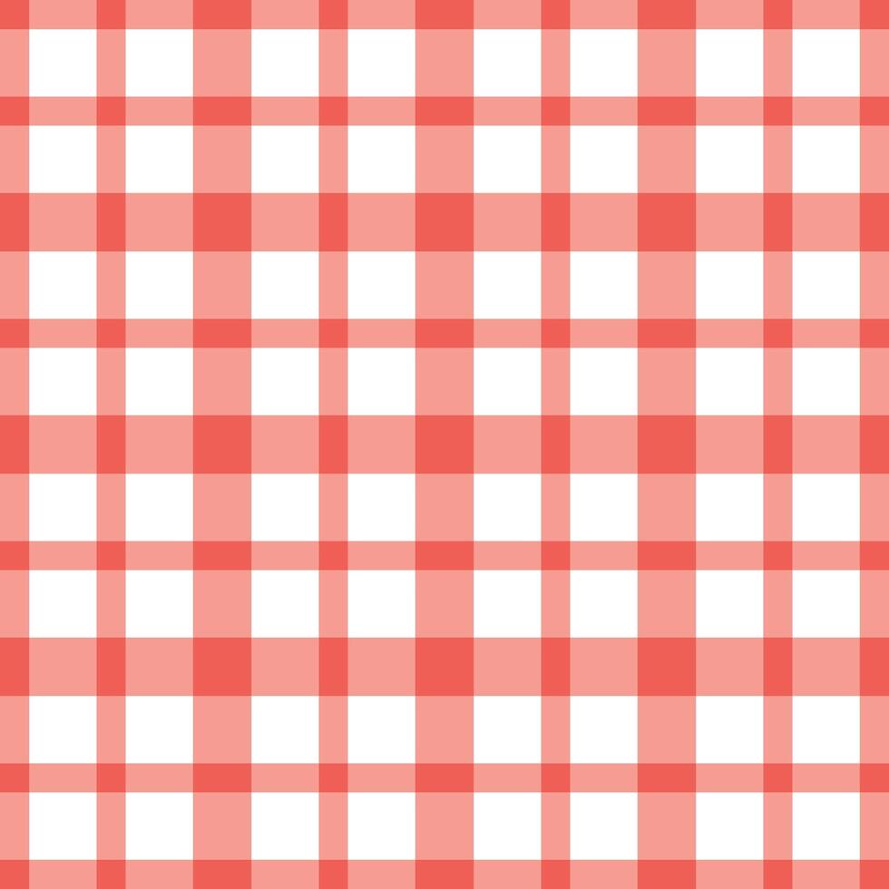 Seamless red and white gingham checkered pattern with classic picnic style vector