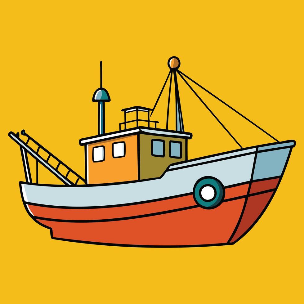 Coastal Fishing Vessel Graphic vector