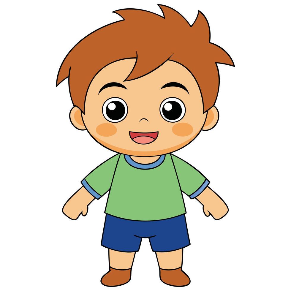 Cheerful Boy Character Drawing vector