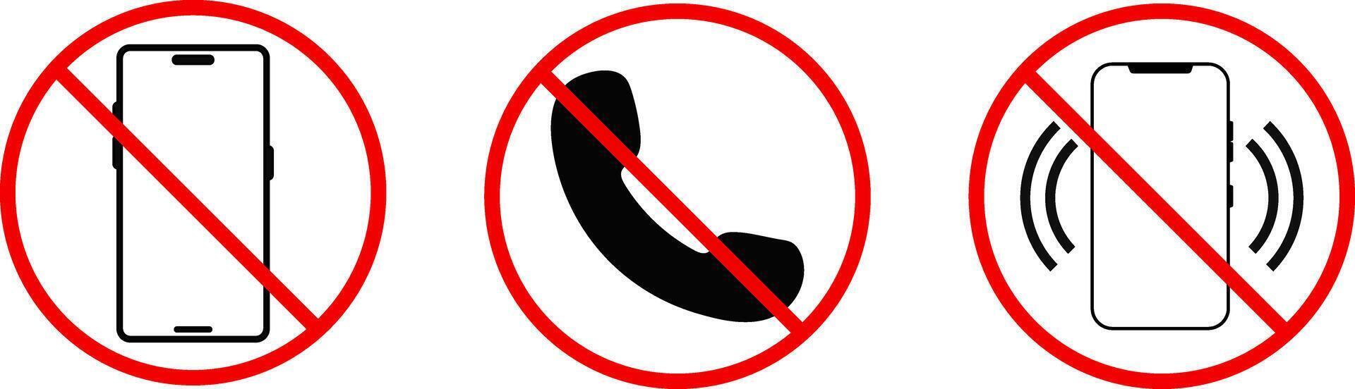 no phone call icon set. Warning sign. no smartphone allowed icons. prohibited sign symbol vector