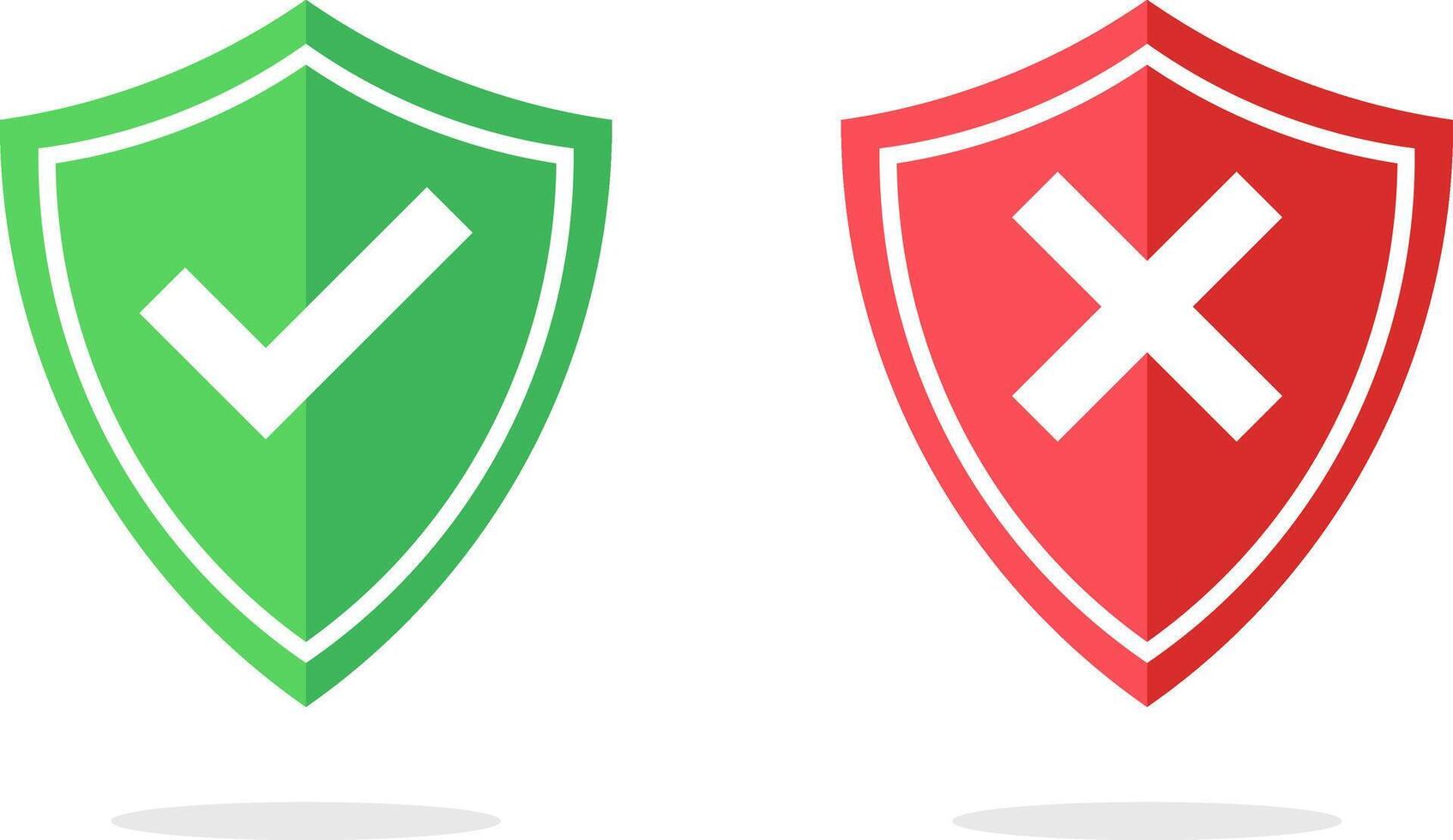 shield checkmark and crossmark icon set. cyber protection and privacy. digital protection lock icons. encrypted padlock signs vector