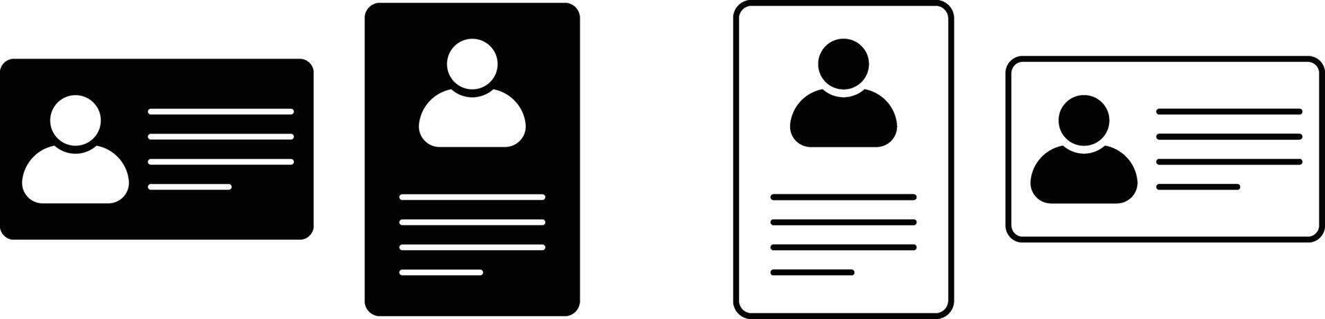 ID Card icon set. Pass identity. Badge Symbol. Employee clerk card. badge sign. proof concept. Identification design vector