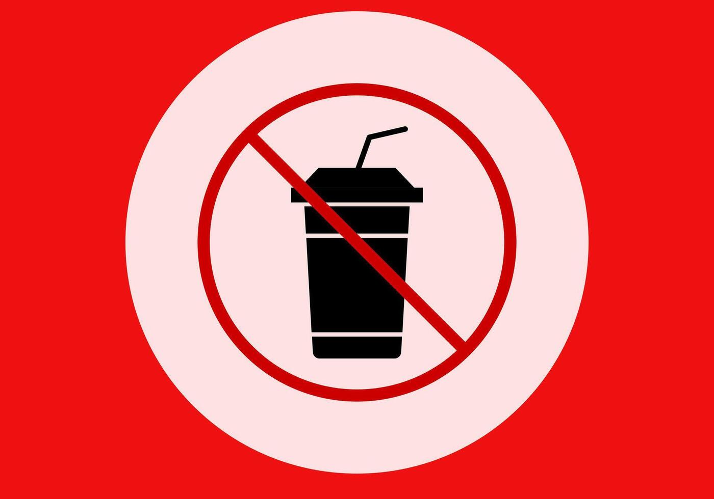 No outside drinks or coffee not allowed. prohibited on drinks. cup with straw. warning signs vector
