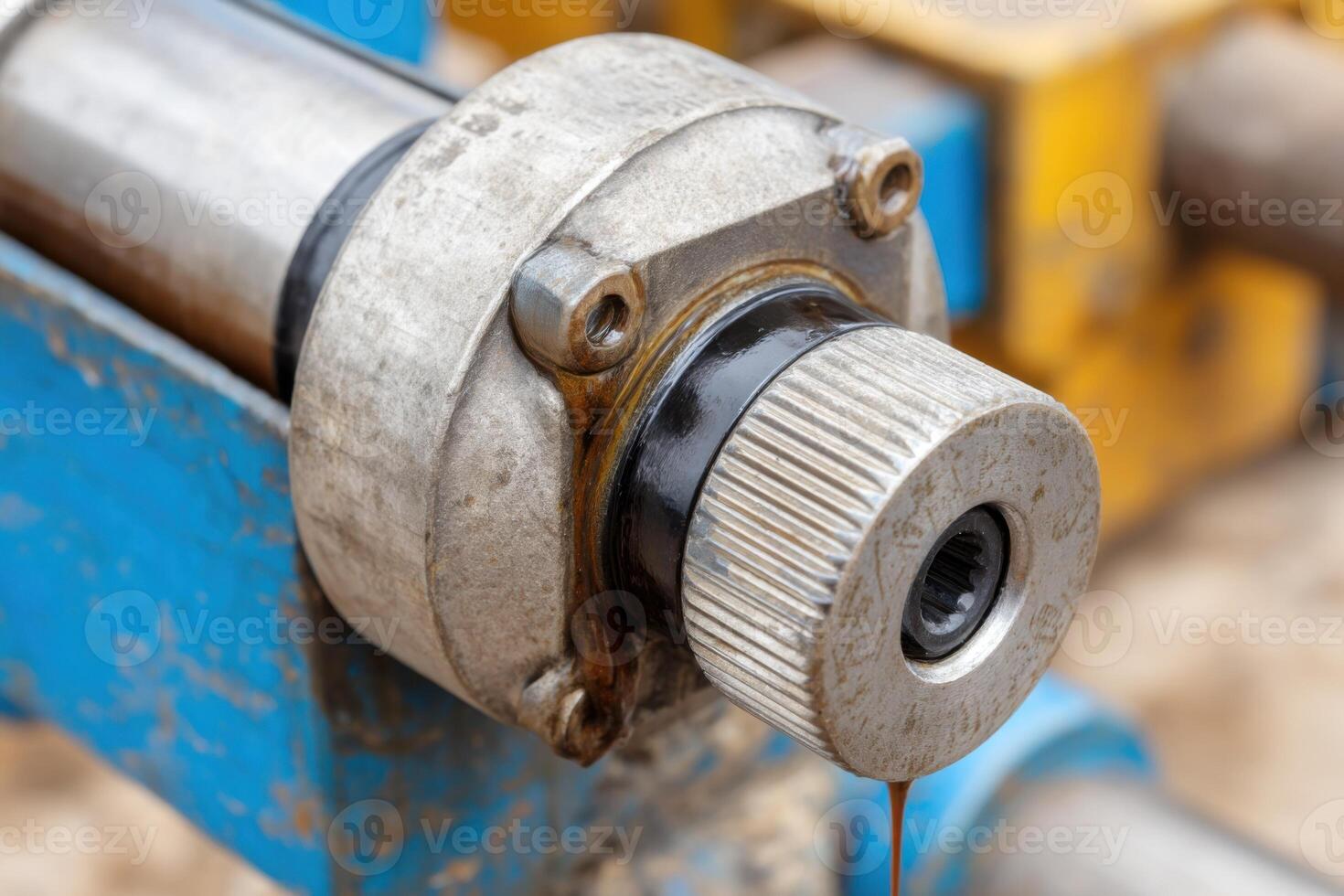 Hydraulic system leaking oil during operation showing maintenance needs photo