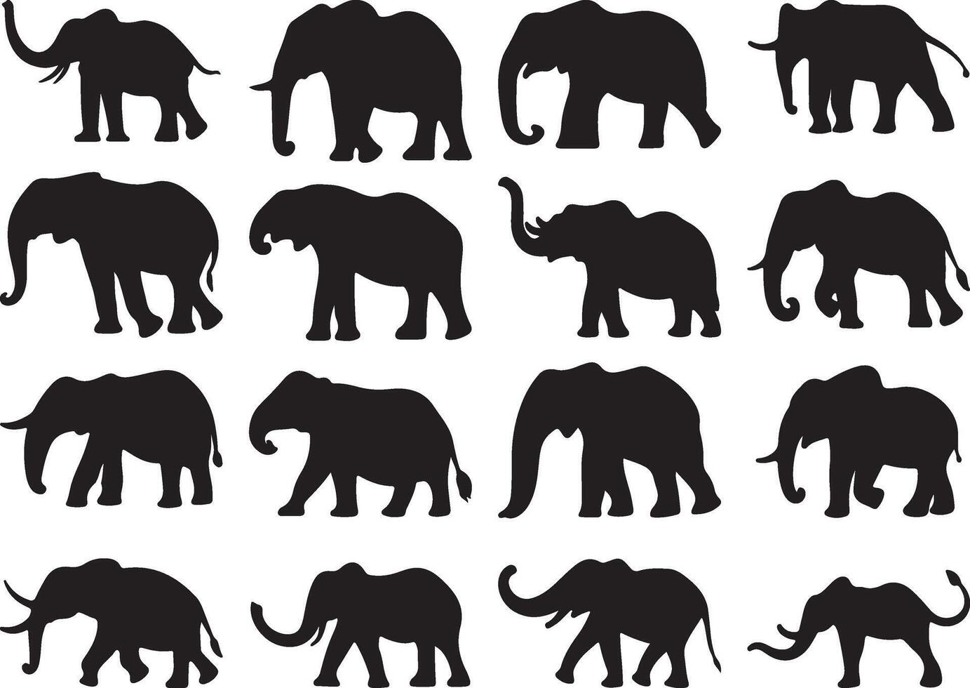 Set of elephant silhouette vector