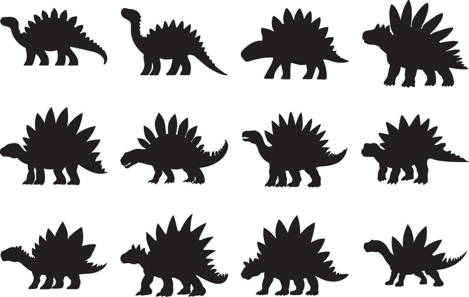 Set of stegosaurus silhouette vector