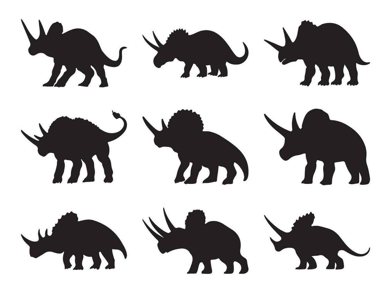 Set of ceratopsians silhouette vector