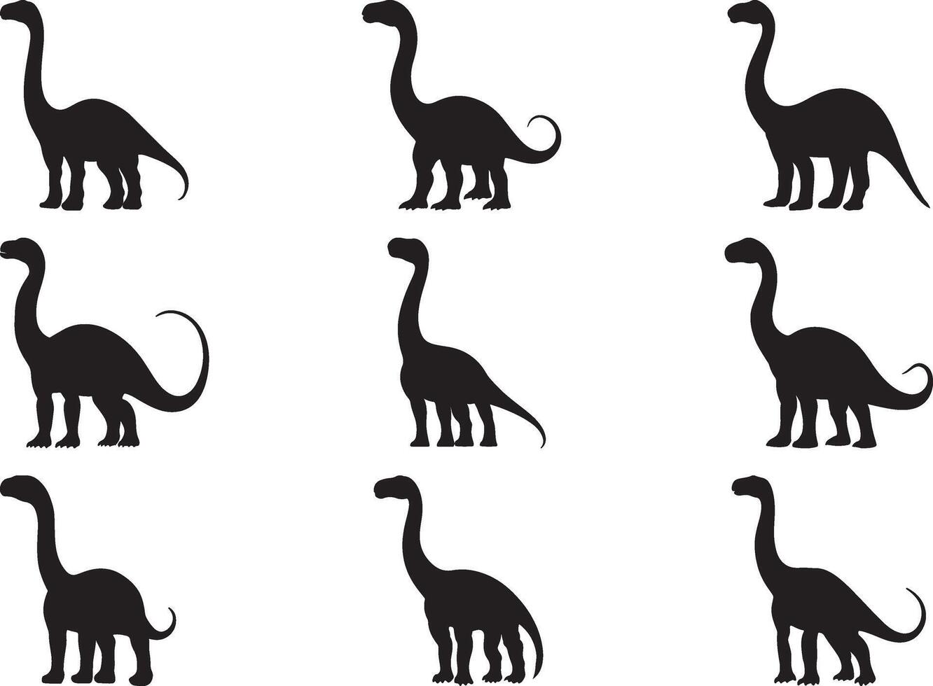 Set of diplodocus silhouette vector
