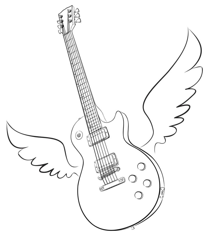 The Guitar with wings. vector