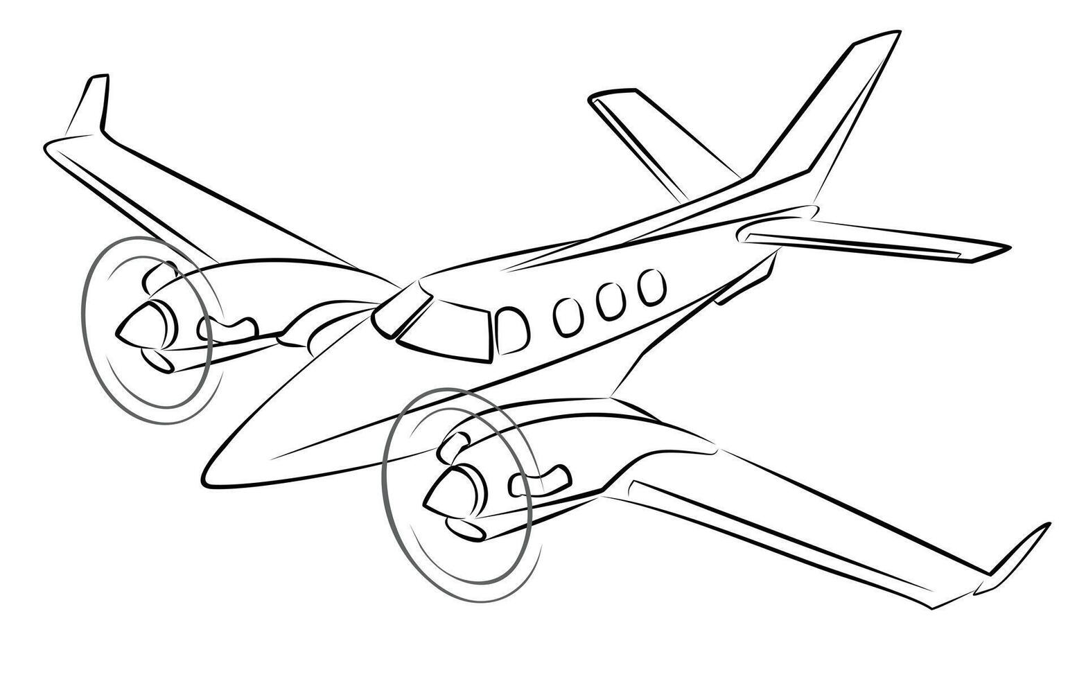 The Sketch of a flying airplane. vector