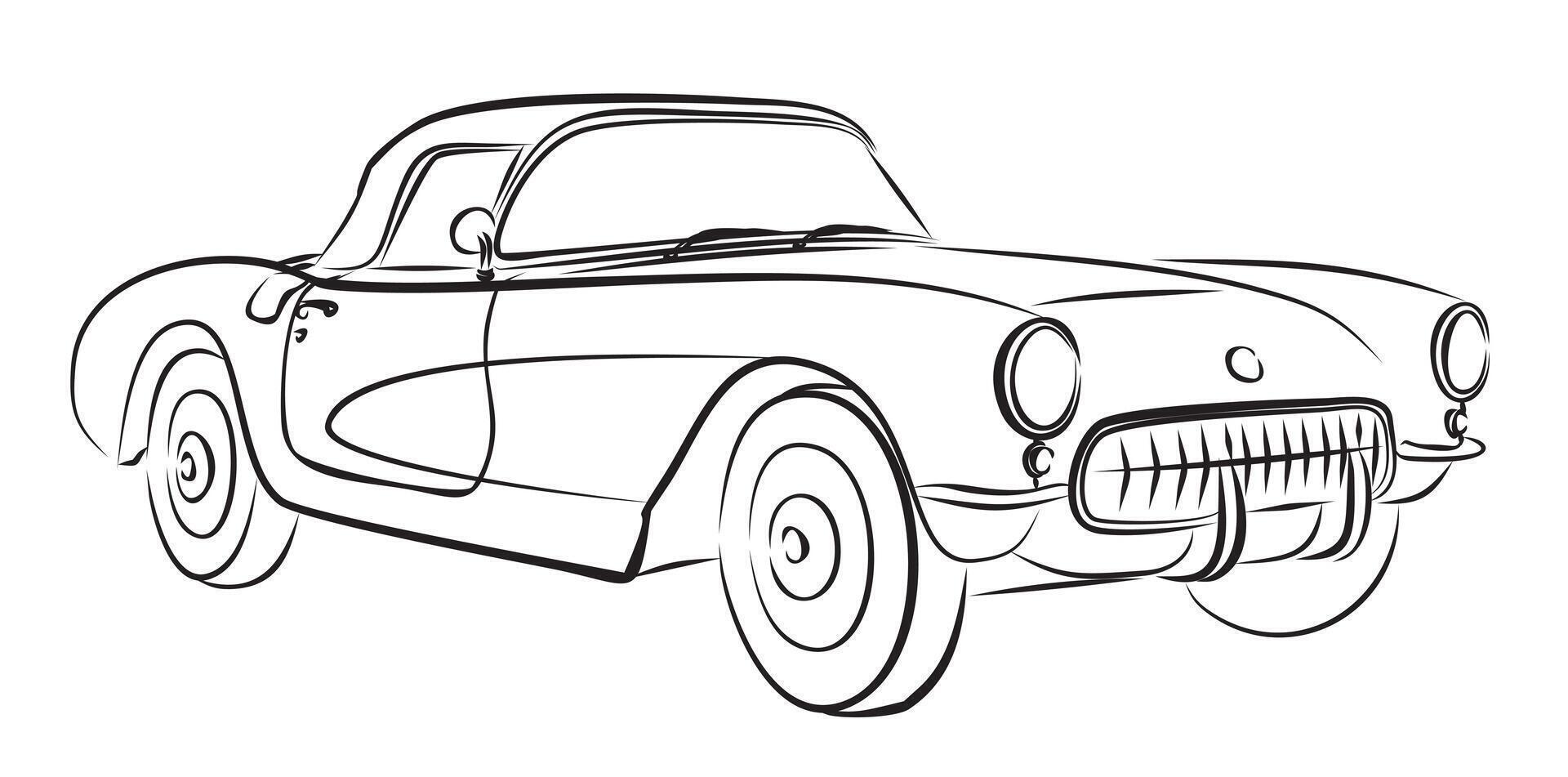 Retro car Sketch. vector