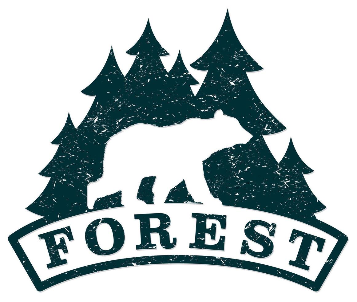 Bear symbol with forest. vector