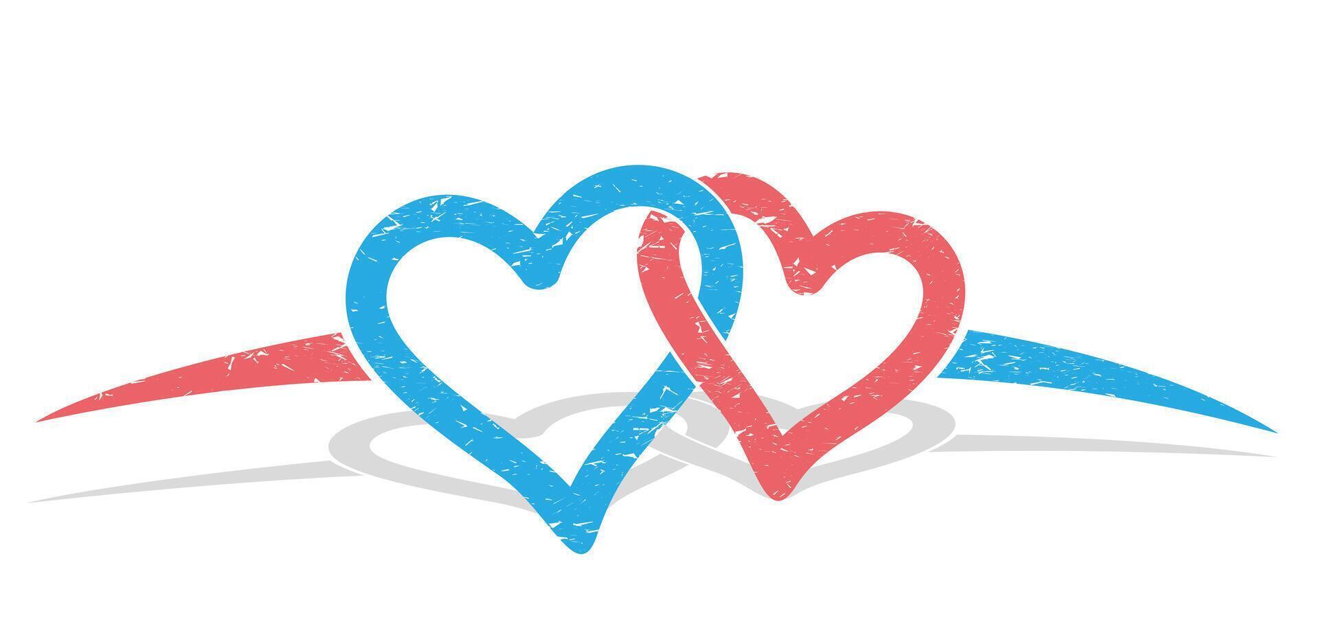 Logo of red and blue heart. vector