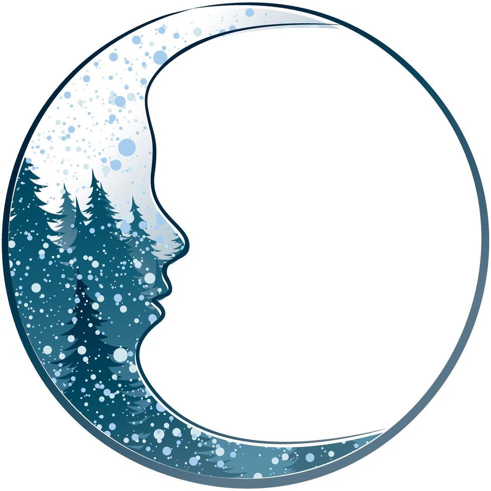Month with the winter forest. vector