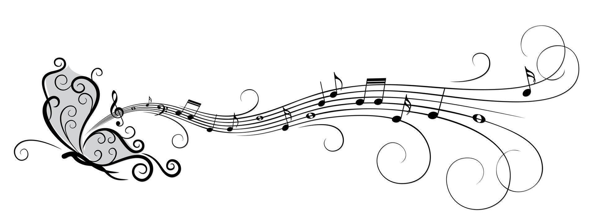 Logo of butterfly with music notes. vector