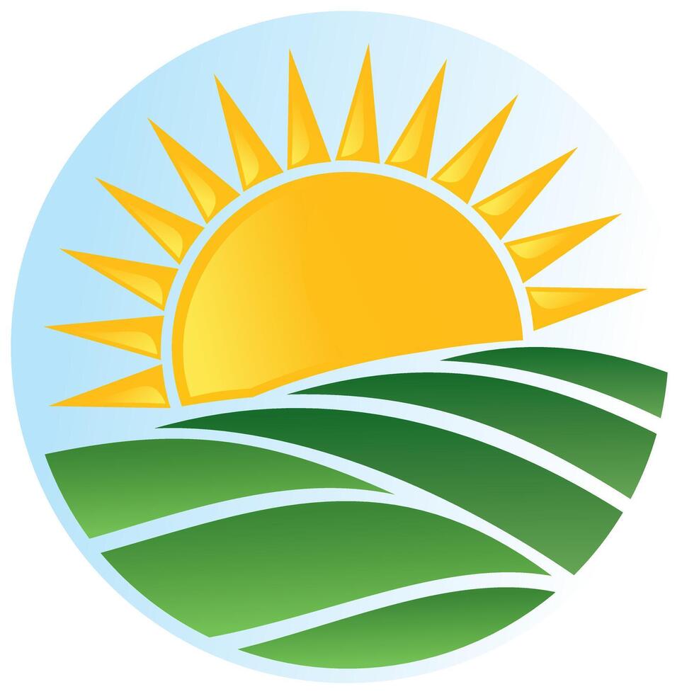 Symbol of sun and field. vector