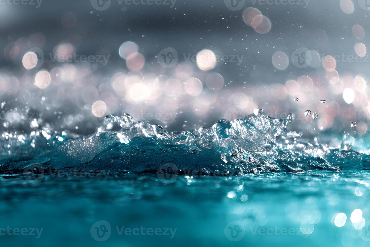 Joyful water droplets dance and splash energetically on the smooth surface. photo