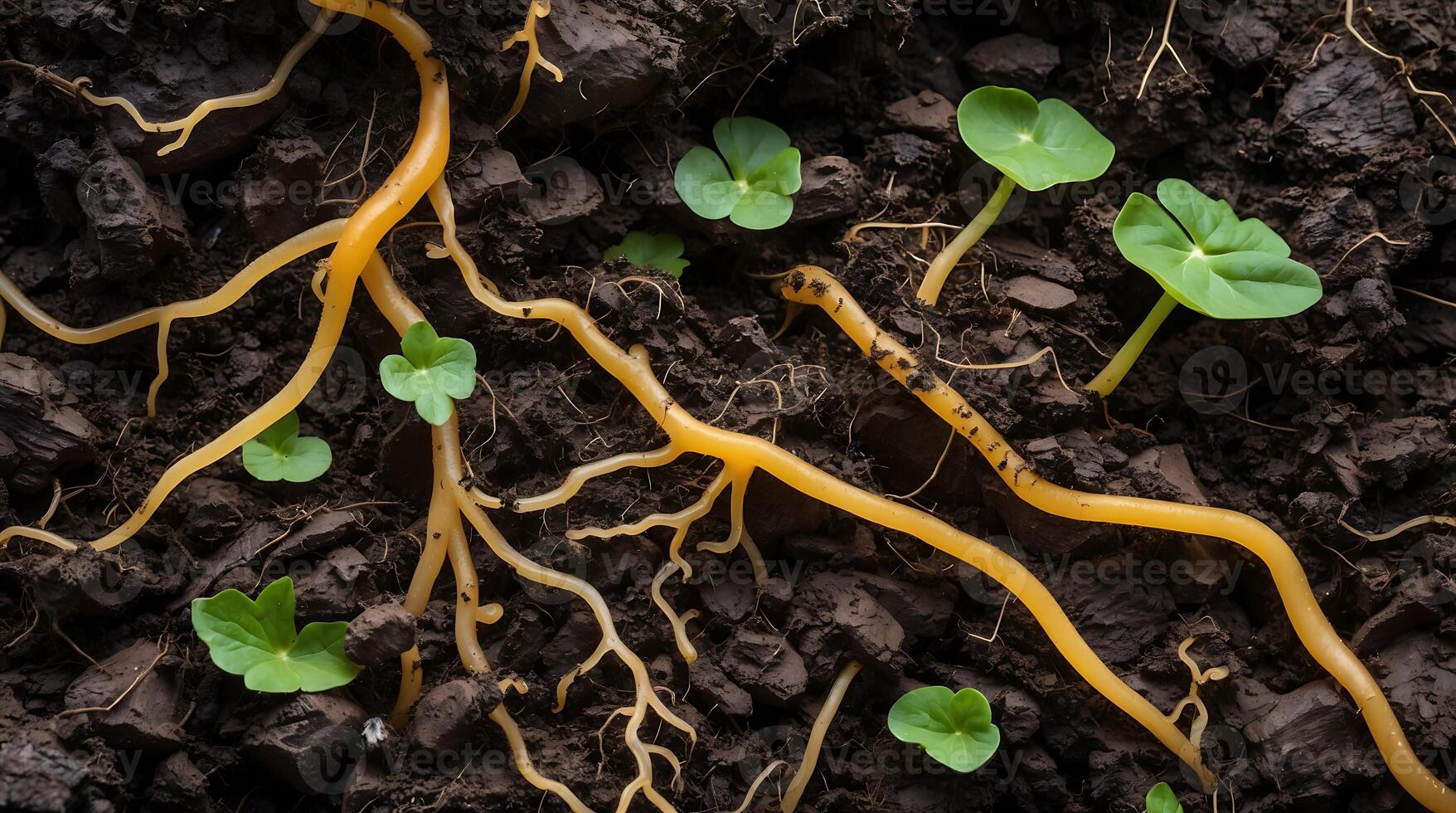 Mycorrhizal fungi interacting with soil and plants in a fragile ecosystem photo
